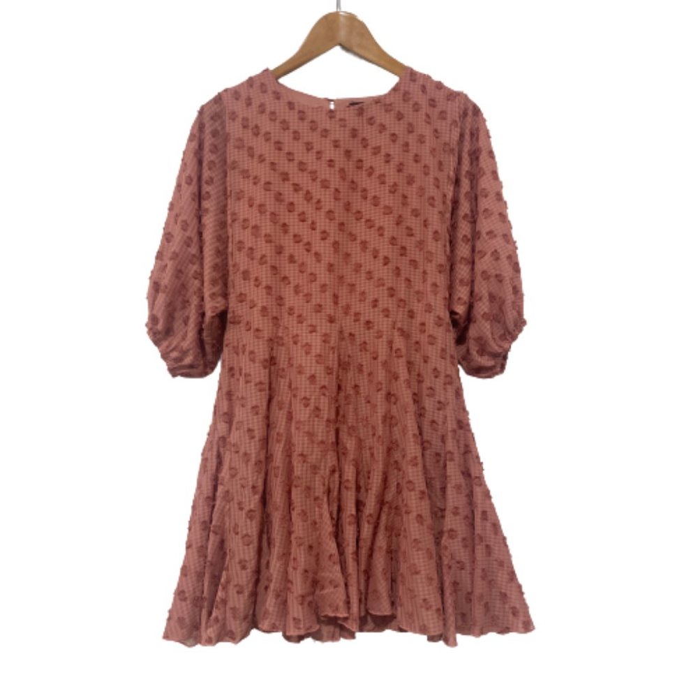 Aakaa Vici Rust Swiss Dot Tie Rope Dress Size Small